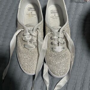 Kate Spade Sparkling Sneakers - Silver and White